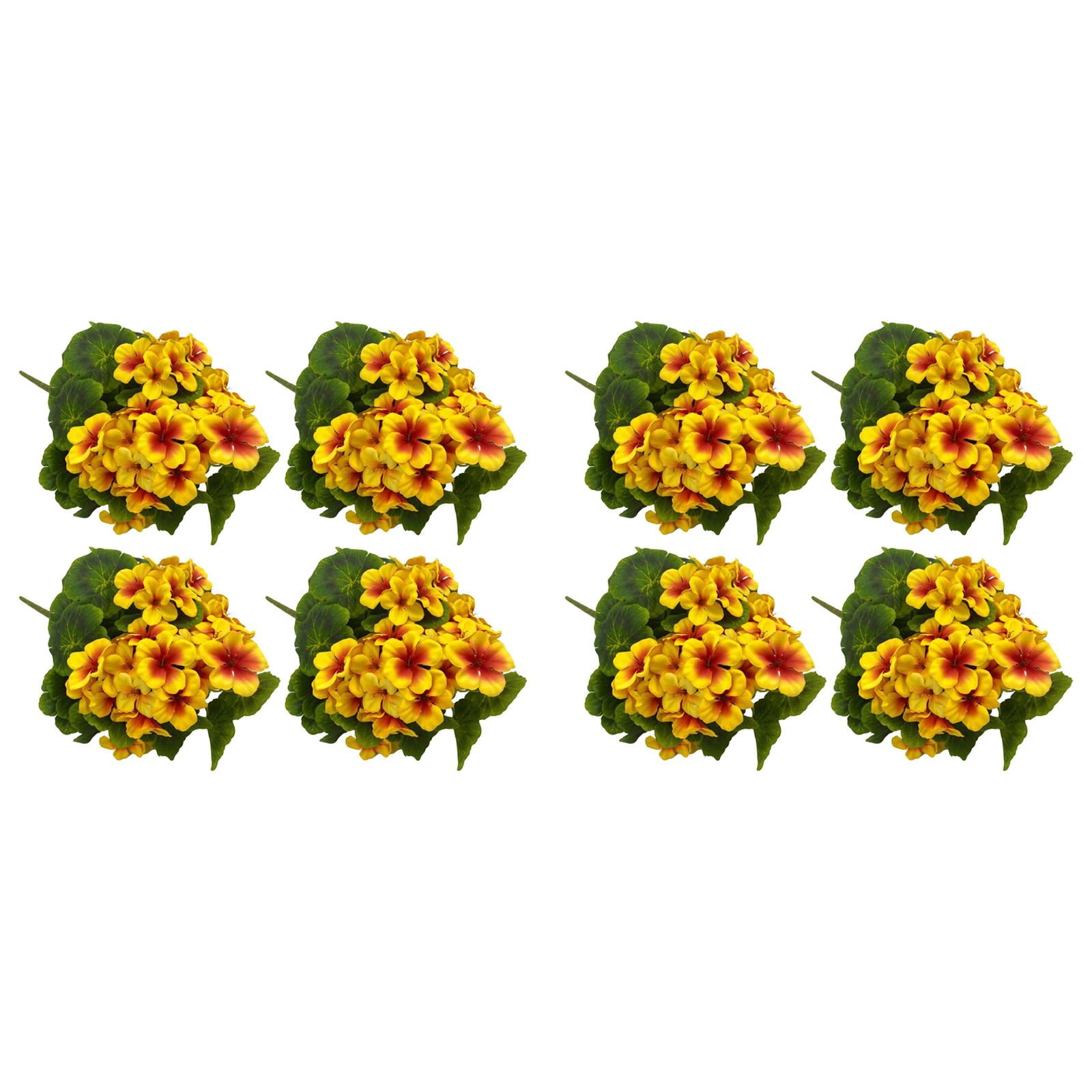 Artificial Geraniums (8 Pack) - 18 Inch Silk Geranium Flower Bushes, Lifelike for Garden, Wedding, Home Decor - Indoor/Outdoor Planter & Pot Arrangements