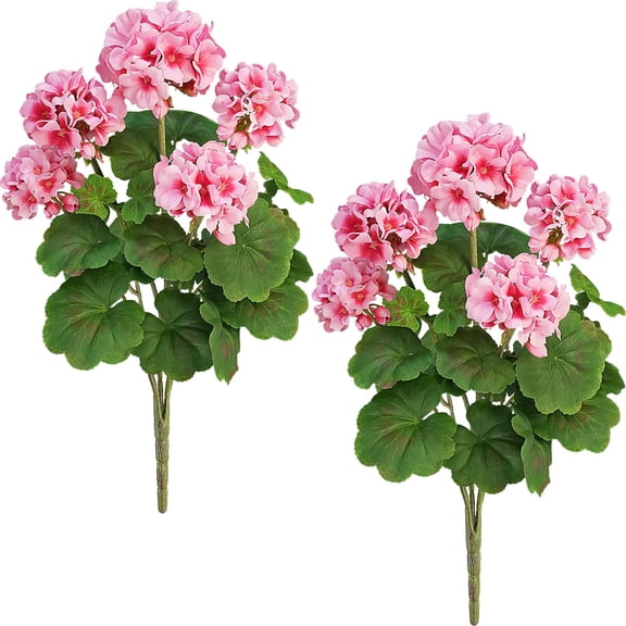 Artificial Geraniums Pink 18 Inch UV Resistant Waterproof for Outdoors Window Box Porch Patio Decor