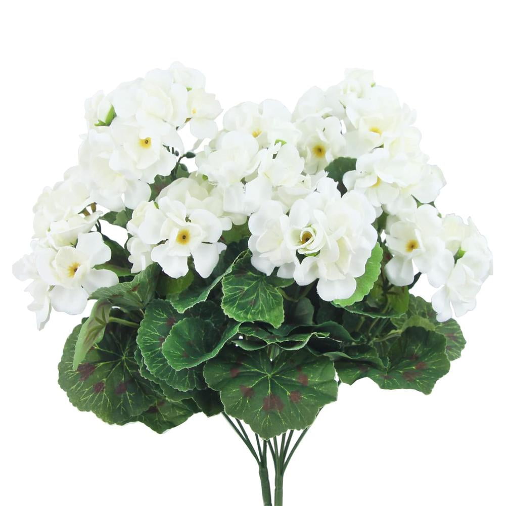 Artificial Geraniums Silk Flower,Faux Bushes Outdoor Fake Geraniums,UV