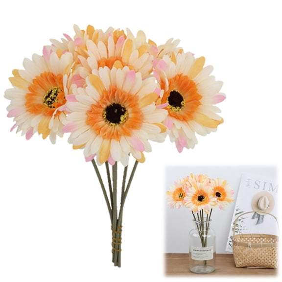 Artificial Gerbera Bouquet 6 Stems 1 Bunch Red Plastic for Wedding Handheld Flower