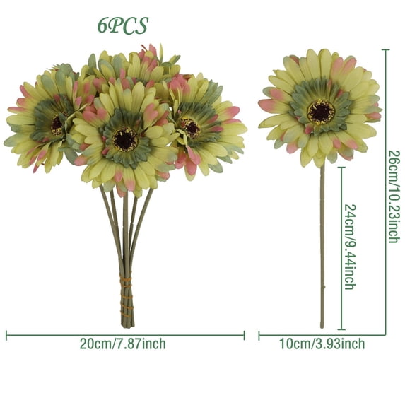 Artificial Gerbera Daisy Bouquet – Realistic Rustic Wedding Handheld Flowers, Lifelike Fabric Bouquet for Home, Hotel, Country Style Artificial Flower Arrangements Decor, 1Pc(Green,10.2x3.9")