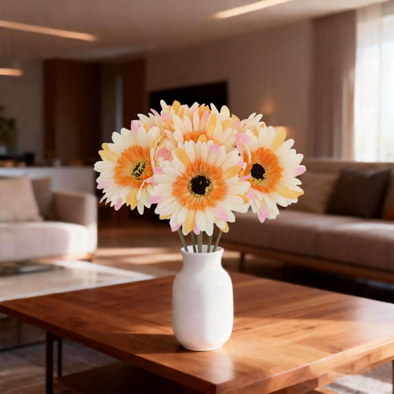 Artificial Gerbera Daisy Flowers 12" Fade Resistant for Vase Wedding Centerpiece Spring Summer Home Includes 1 Bunch