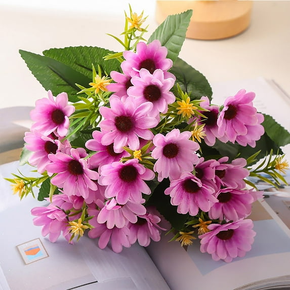 Artificial Gerbera Daisy Flowers | 2-Pack Realistic Fake Flowers for Home Decor | 11.8 Inch Handheld Floral Arrangements for Weddings & Centerpieces