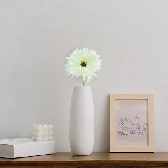 Artificial Gerbera Daisy â Single Stem Flower â Realistic Decor for Vase, Home, Wedding, Office, Event(White)