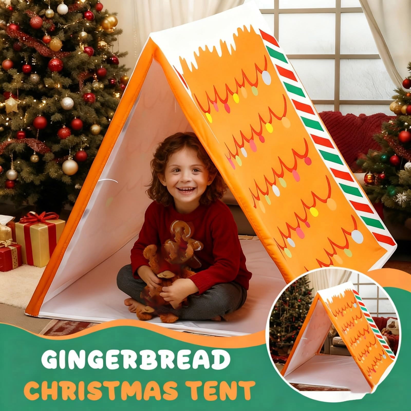 Artificial Gingerbread Christmas Play Tent Playhouse For Indoor ...