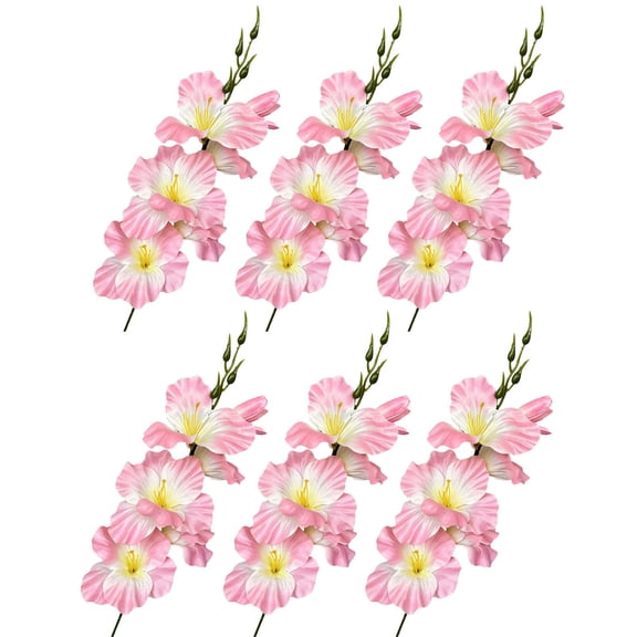 Artificial Gladiolus Flowers, 6 Pcs Realistic Fake Gladiolus Stems for Wedding Home Decor, Outdoor Photography Props, No Maintenance Floral Arrangements
