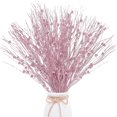 thumbnail image 1 of Artificial Glitter Berry Stem Ornaments,12 Pcs Christmas Decorative Glittery Twigs, Picks, Branches,Decorative Berry Sticks for Xmas Tree, Vase, Party, Home Decor (Pink), 1 of 8