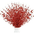 thumbnail image 1 of Artificial Glitter Berry Stem Ornaments, 20 Inches Fake Christmas Picks Decorative Glitter Sticks for Christmas Tree DIY Wreath Crafts Gift Fireplace Holiday Home Decor (Red), 1 of 7