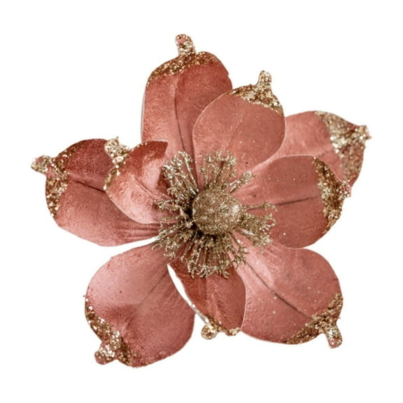 Artificial Glitter Magnolia Flowers Christmas Poinsettia Ornaments Picks For Christmas Tree Wreath Garland Xmas New Year Decoration