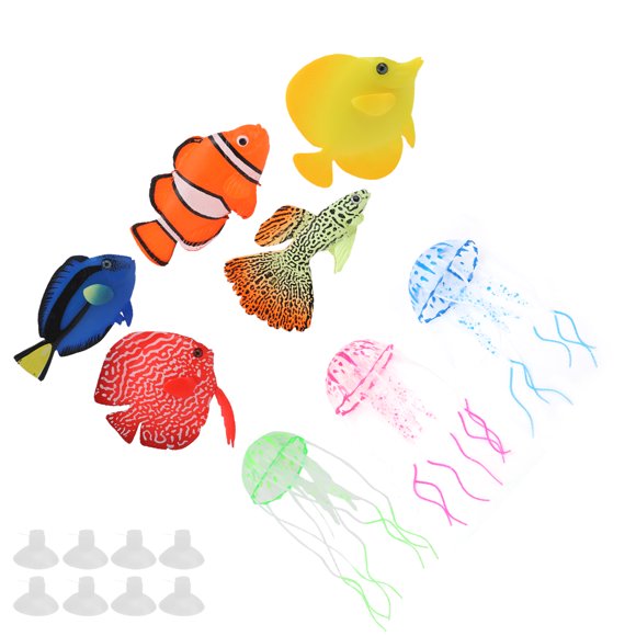 Artificial Glowing Fish Set, 8pcs Aquarium Decor Silicone For Aquarium For Children Toys For Fish Tank Decoration For Home Office