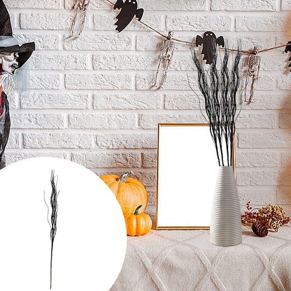 Artificial Gold Wheat Whip Spray With Orange Berries Fall Thanksgiving Halloween Decoration Black 1 Count