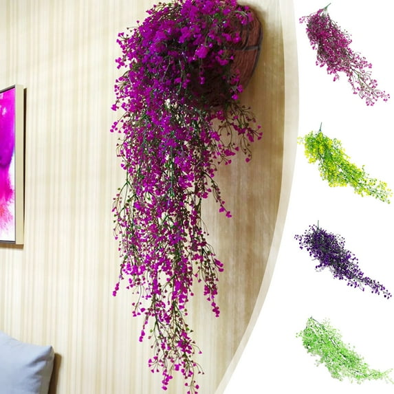 Artificial Golden Bells Hanging Vine | Faux Greenery Plant | Plastic Multicolor Decorative Wall Hanging | Indoor Outdoor Waterproof | 1pc | 31.5in Long | Flexible Stems for Home Decor Porch Balcony