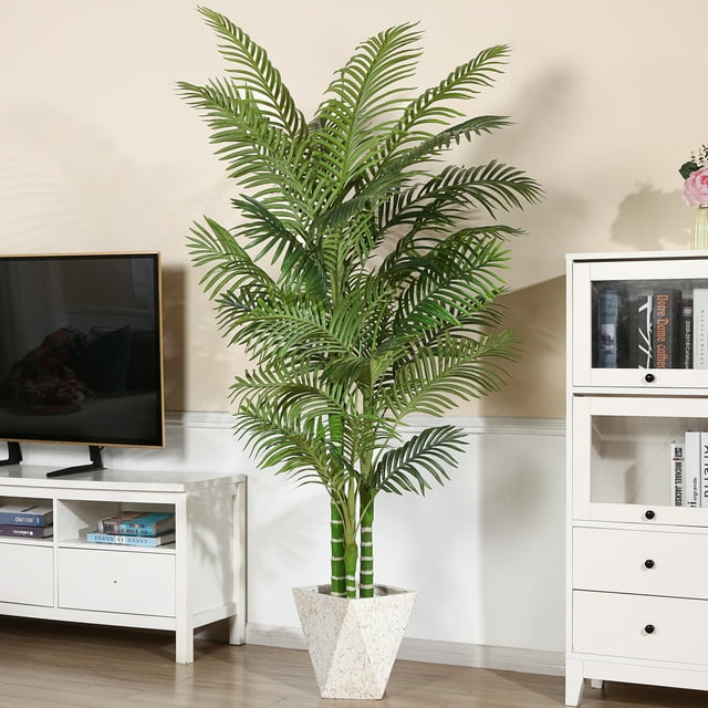 Artificial Golden Cane Palm Plants 6 Feet Fake Tree for Home Decor