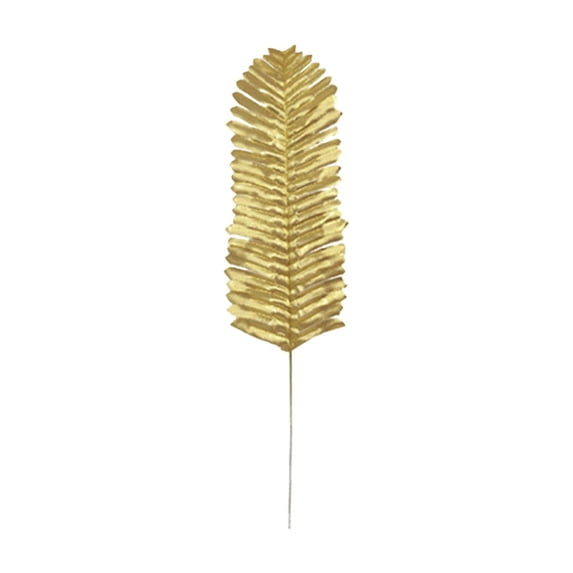 Artificial Golden Leaves with Stems Fake Gold Plants Foliage Stems Simulation Monstera Palm Leaves for Wedding Party Picks DIY Wreath Crafts Tabletop Vase Filler Decors, 1Pc(Gold6,14.1x3.9")
