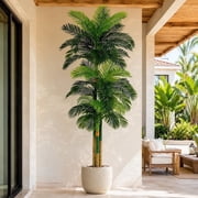 10ft Tall Triple Golden Cane Palm Large Artificial Palm Tree, Faux Fake Silk Palm Plants for Outside Big House Living Room Patio Pool Home Office Living Room Ya