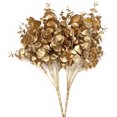 thumbnail image 1 of Artificial Golden Plants for Christmas Decor, Plastic Grass Faux Shrubs Fake Leaves Simulation Bushes for Indoor/Outdoor Decor, Table Centerpieces, Planter Filler -Gold Eucalyptus 2 Pack, 1 of 15
