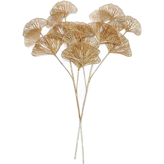 Artificial Golden Plastic Grass Fake Shrubs with Apricot Leaves, Indoor Outdoor Faux Plants for Christmas Decor, Garden, Wedding, Party - 26.8 Inch 2 Pack
