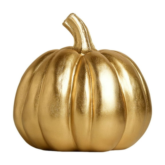 Artificial Golden Pumpkins for Decorating Fall & Thanksgiving Harvest Decorations for Home, Table, Fireplace Mantel, Office, Elegant Decorative Pumpkin Autumn Indoor Decor