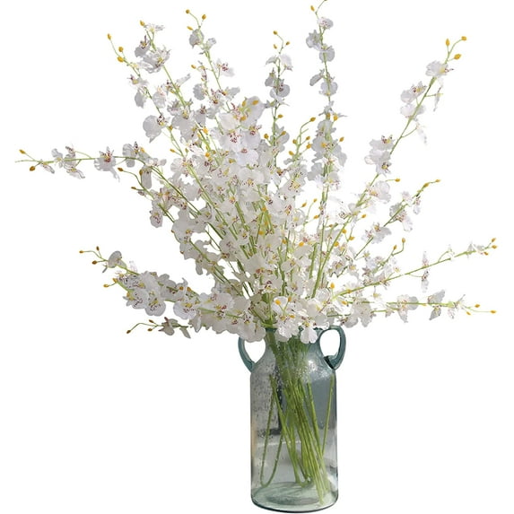 Artificial Golden Shower Orchid 10pcs 39 Inch Long Stem Dancing Lady Orchid Silk Oncidium for Home Décor Centerpiece Tall Vase DIY Wedding Bouquet(Yellow)