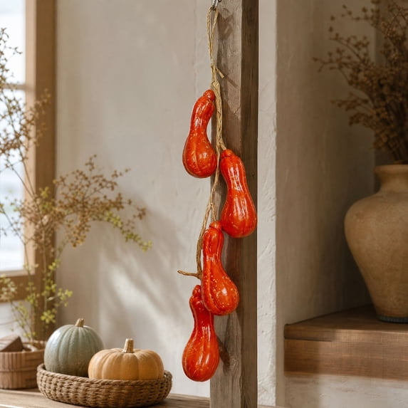 Artificial Gourd Garland Hanging String Fake Long Neck Pumpkin Wall Decor