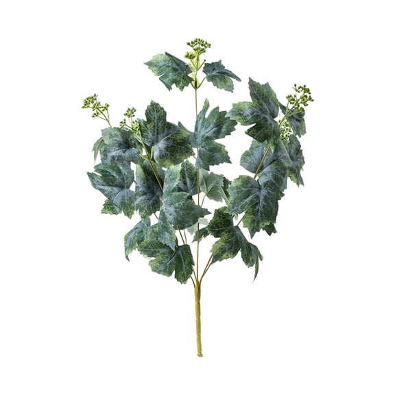 Artificial Grape Leaf Bush Faux Stems, Lifelike Plastic Greenery for Home Decor and Wedding Arrangements, 18.5 Inches Tall