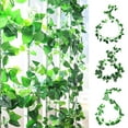 thumbnail image 1 of Artificial Grape Leaf Vine Green Plastic Decorative Garland | 220cm Length | Lifelike Home Decor | Fade Resistant Realistic Leaves for Holiday Party Garden Wedding Decoration | 1 Piece, 1 of 6
