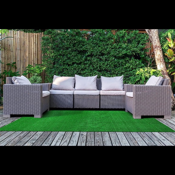 Artificial Grass 6 Ft. X 9 Ft. Large Indoor/Outdoor Area Rug Green - Lush Green, , and Low-Maintenance for Patios, Lawns, and More