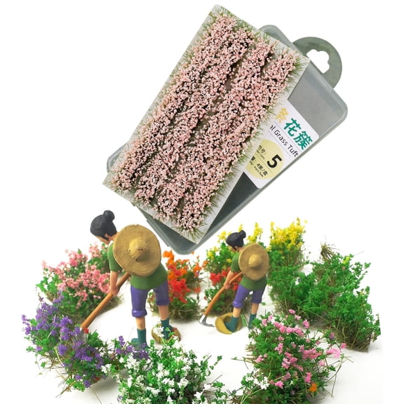 Artificial Grass Clump Flower Cluster for Decor, Nylon Striped Shrubbery, Multi-Color, 4 Pack for Home, Office, Wedding, Sandbox Scene