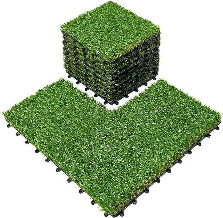 Artificial Grass Deck Tiles 8PCS in Box 12''x12''X1.46 Outdoor Fake Grass Interlocking Deck