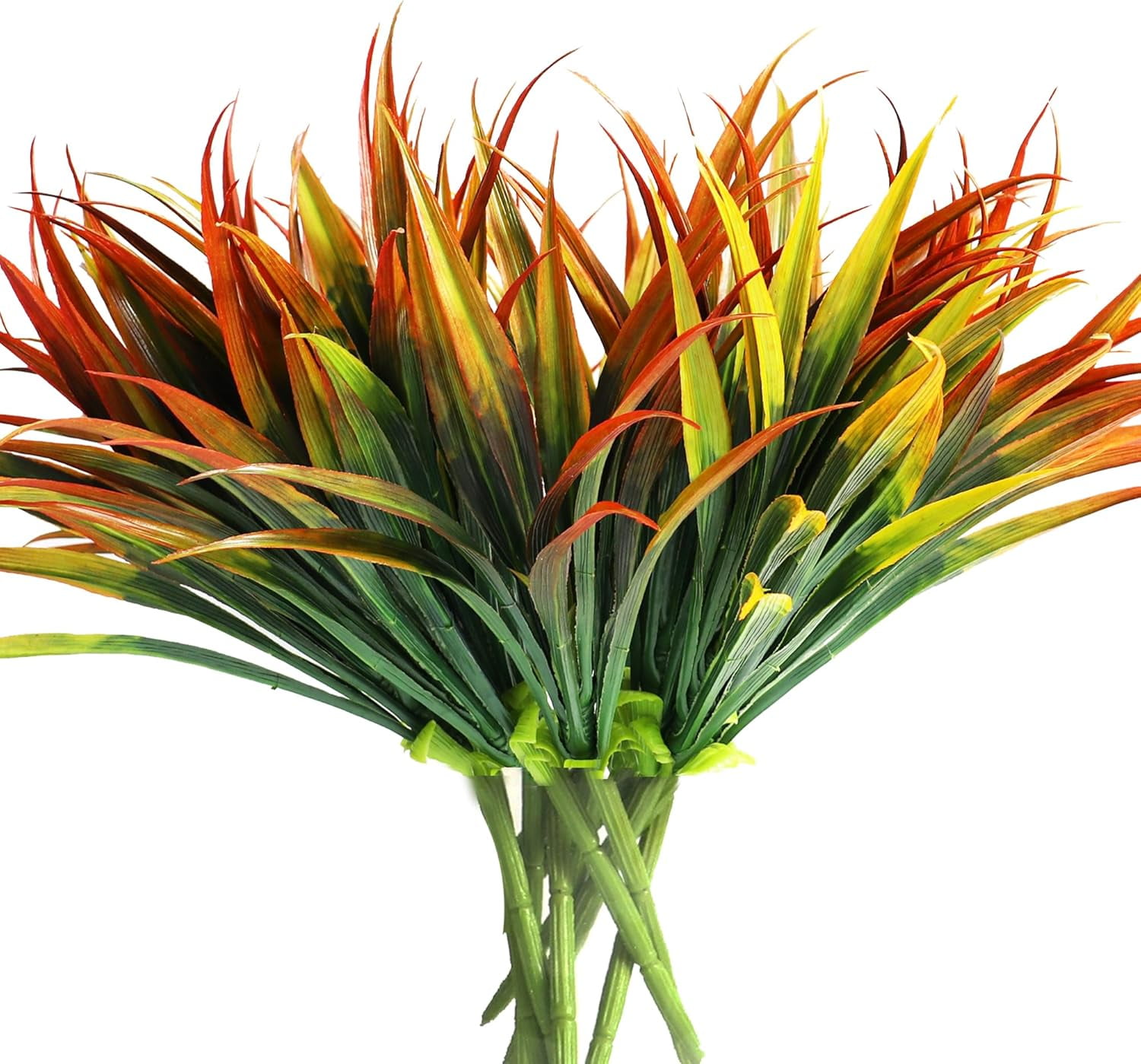 Artificial Grass Fake Plants Outdoor Plastic Plants UV Resistant Greenery Fake Grass for Home Window Garden Office Patio Hanging Planter Pathway Front Porch Decor Red (Yellow)