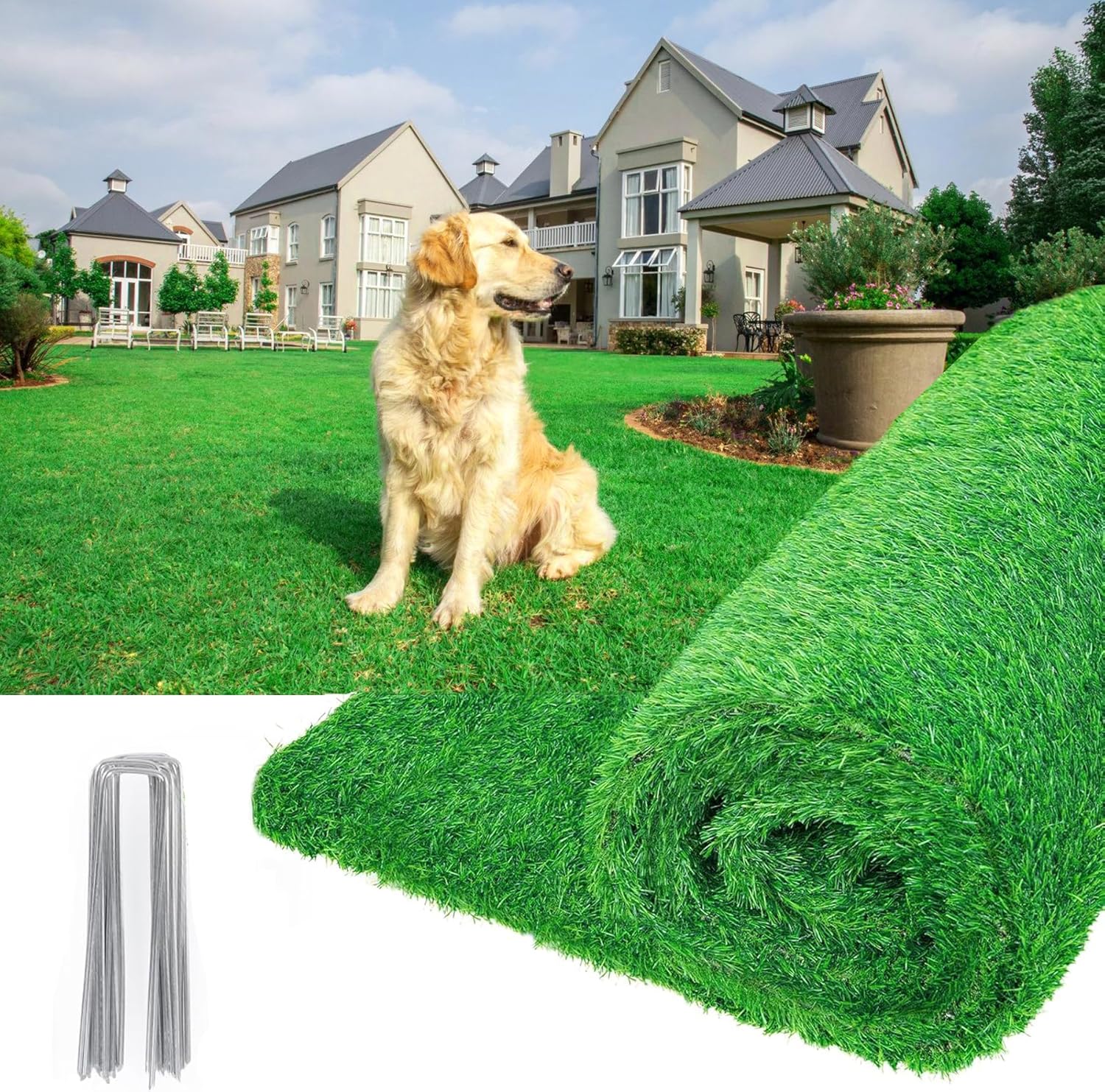Artificial Grass, Grass Pad for Dogs Mat, Fake Grass Rug with Drainage ...