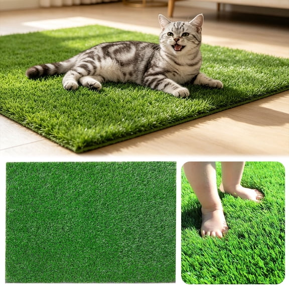 Artificial Grass Mat, Dog Grass Pee Pads, Fake Grass Pad for Pets Potty Training, Soft Grass Rug, Grass Doormat with Drainage Holes, Pet Turf for Indoor Outdoor Use, Washable(30''*30cm'')