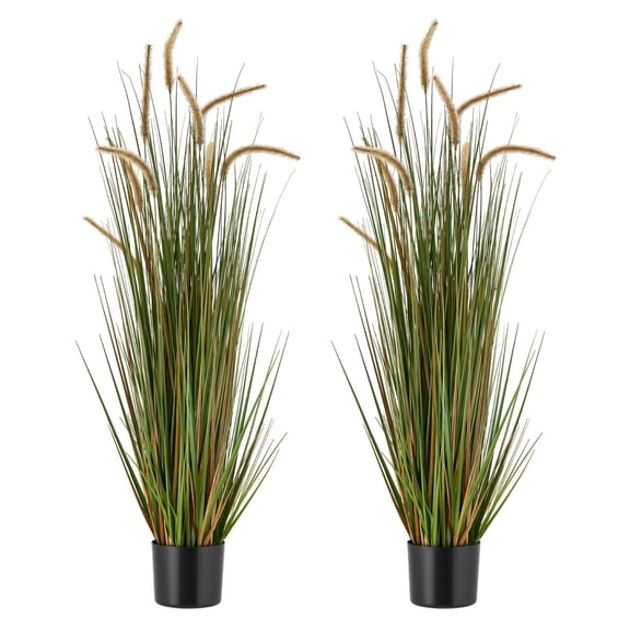 Artificial Grass Plant 2 Pack 47 Inch Horsetail Reed Grass in Pot Premium PVC Faux Greenery Shrubs for Indoor Outdoor Home Garden Office Decor Housewarming