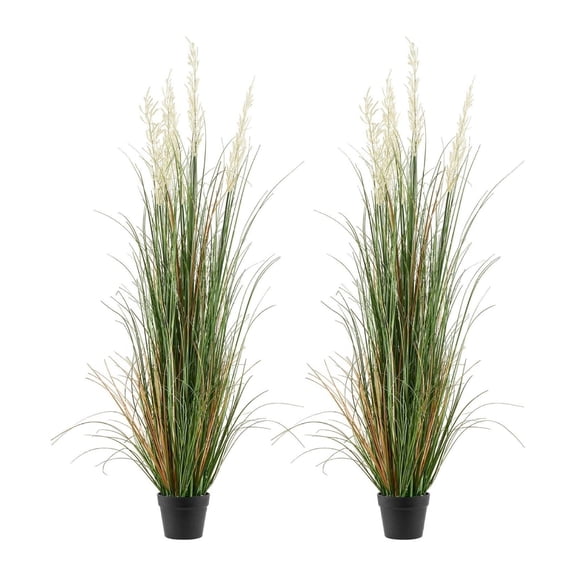 Artificial Grass Plant, 2 Pack 59 inch Faux Reed Flower, PVC Greenery Shrubs for Indoor Outdoor Home Garden Office Decor, Green