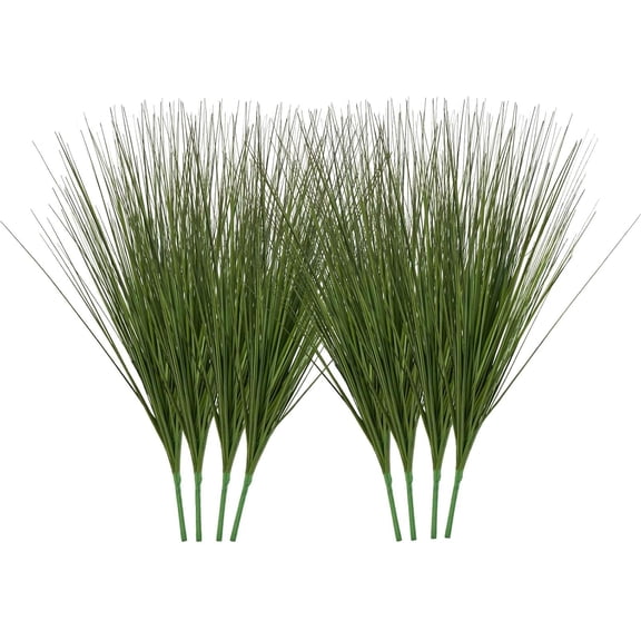 Artificial Grass Plant, 27 inch Faux Onion Grass Fake Greenery Shrubs Plant, Premium PVC for Indoor Outdoor House Home Garden Office Room Décor, Housewarming, 8 Pack Green