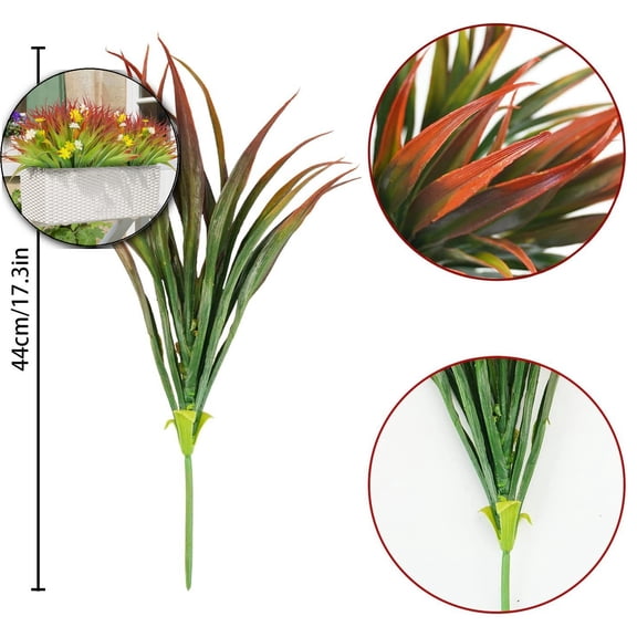 Artificial Grass Plant Outdoors, Fake Outdoor Plants Artificial Grass, Artificial Fall Plants for Indoor Outside Garden Hanging Planter Pathway Porch Patio Window Home Decor