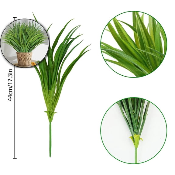 Artificial Grass Plant Outdoors, Fake Outdoor Plants Artificial Grass, Artificial Fall Plants for Indoor Outside Garden Hanging Planter Pathway Porch Patio Window Home Decor