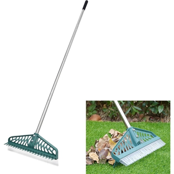 Artificial Grass Rake Innovative Double Sided Turf Rake, 60-Inch Adjustable Handle for Cleaning and Fluffing Artificial Turf, Lawns, Carpets, Patios – Removes Leaves, Pet Hair & Debris