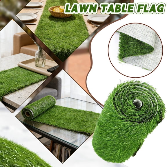Artificial Grass Table Runner - Fake Grass - Drainage Mat - Grass Rug - Green Fake Mat Spring Easter Decorations for Indoor/outdoor Garden Home Party Weddings Birthday Decor 13.7x47.2in Green L