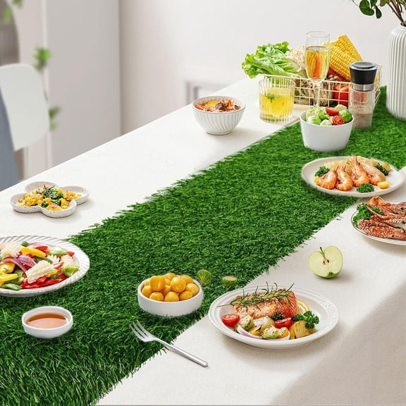 Artificial Grass Table Runner, Grass Table Runner for Wedding Party, Birthday, Banquet, Shower, Decoration (13" x 39")