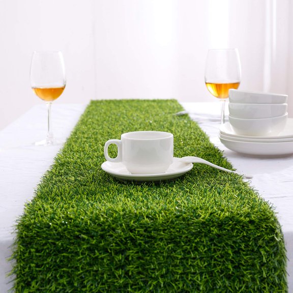 Artificial Grass Table Runners Fake Grass Runners for Table (14x72inches) | Grass Runners for Table Synthetic Grass Table Runners Moss Runner for Wedding Party, enchanted forest decorations