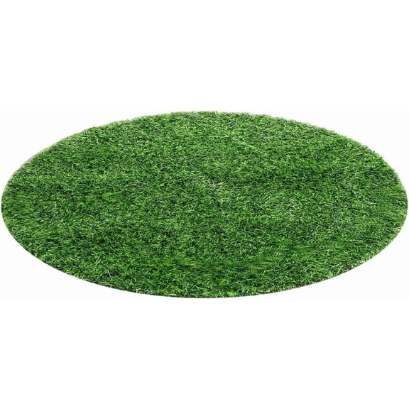 Artificial Grass Tablecloth, 19.6'' Round Glass Table Mat with Non-Slip Base, Plastic Green Turf for Balcony, Patio, Wedding Tabletop Faux Grass Mat Decoration