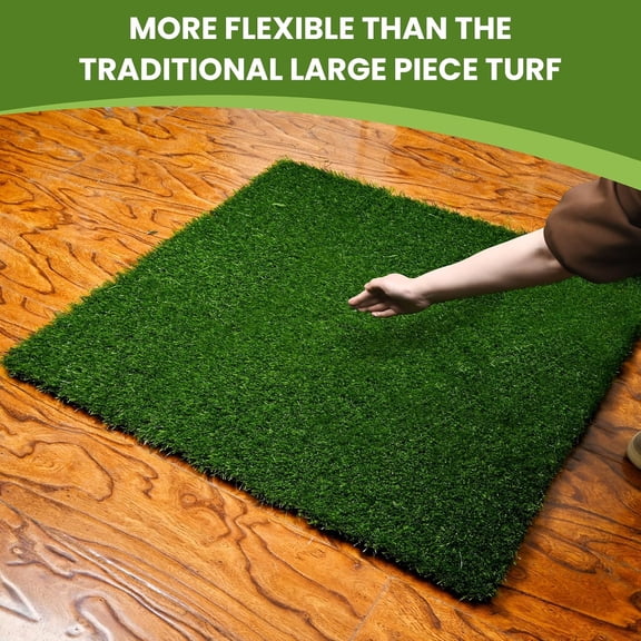 Artificial Grass Tiles Interlocking Self-draining Turf Set Fake Grass Square Mats 9 Pack 12"x12" Height 1.57'' Outdoor Indoor Placemats Table Floor Decor, Patio, Balcony, Backyard, Pets, Kids