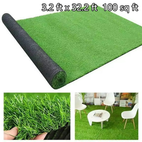 Artificial Grass Turf - 3FTx32FT, 0.8" Fake Grass Astro Turf for Dogs & Patio, Indoor/Outdoor Carpet