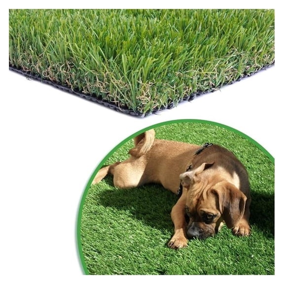 Artificial Grass Turf 4FTX12FT,1,38inch 4 Tone Realistic Synthetic Thick Fake Faux Grass Rug Astroturf Carpet Landscape for Dogs Indoor Outdoor Garden Lawn Mat, with Drainage Holes