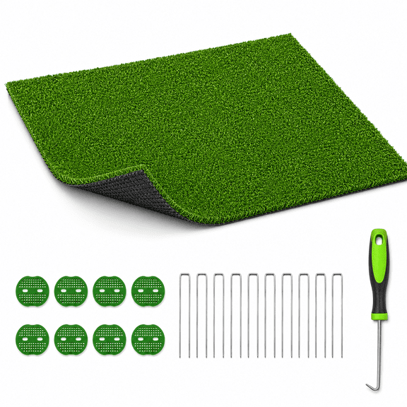 Artificial Grass Turf 6x20 FT Roll, 0.8 Inch Thick PE Fake Lawn with Drainage Holes, UV Resistant Synthetic Grass Mat for Garden Patio