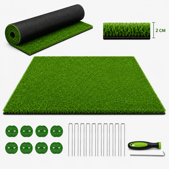 Artificial Grass Turf 7x16 FT Roll, 0.8 Inch Thick UV Resistant Fake Lawn for Patio Garden