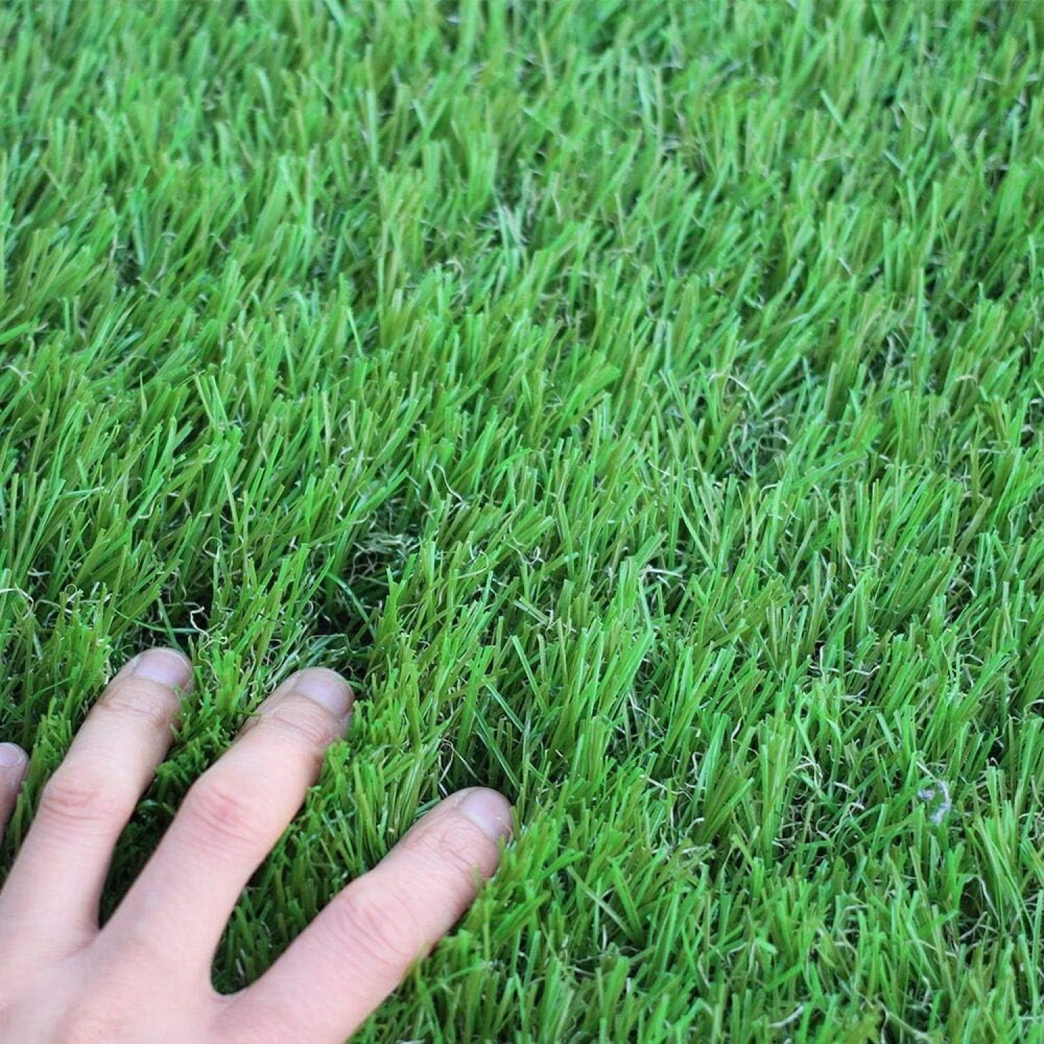 Artificial Grass Turf 9FTX9FT,1,38inch 4 Tone Realistic Synthetic Thick Fake Faux Grass Rug Astroturf Carpet Landscape for Dogs Indoor Outdoor Garden Lawn Mat, with Drainage Holes