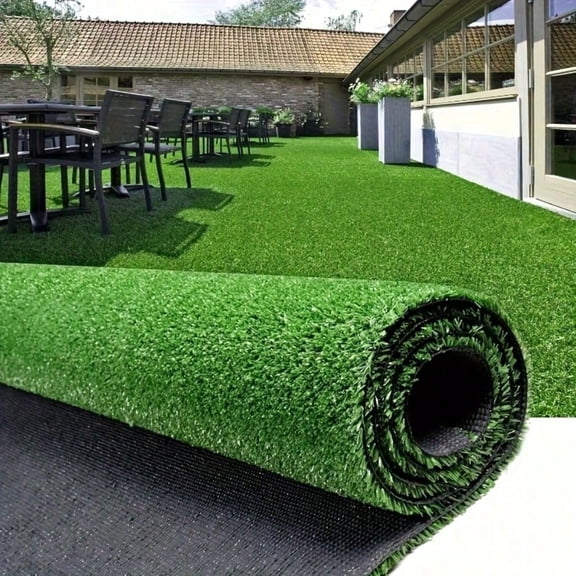 Artificial Grass Turf Roll with Drainage Backing, Pet-Friendly Fake Lawn Carpet for Garden Patio Balcony