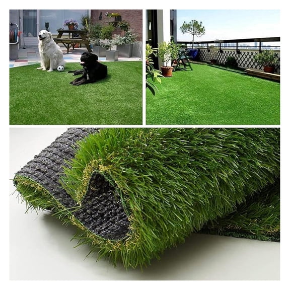 Artificial Grass Turf Rug 3FTX11FT Indoor Outdoor, 1.38" Pile Height Realistic Fake Grass with Drain Holes Astro Turf for Patio Garden Lawn Landscape Balcony